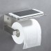 Toilet Paper Holder with Shelf  APLusee SUS304 Stainless Steel Kitchen Bathroom Tissue Holder Spring Loaded Roller Wipes Cell Phone Storage Rack Paper Towel Dispenser (Brushed Nickel) - B0777J2GFR